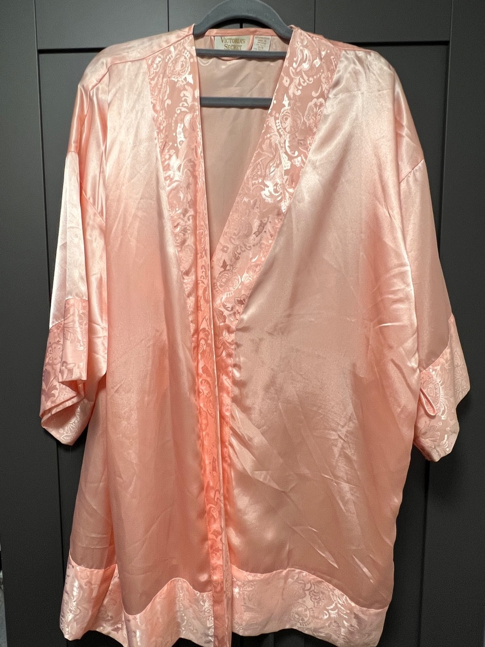 Vintage Victoria's Secret Satin Kimono Robe - Blush Pink